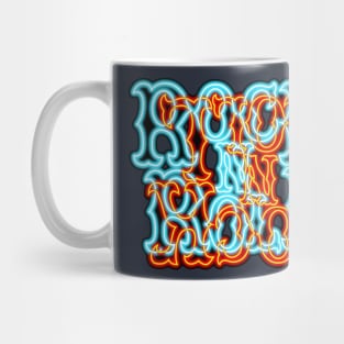 Glowing Neon Ice and Fire RocK n RolL Anagram Mug